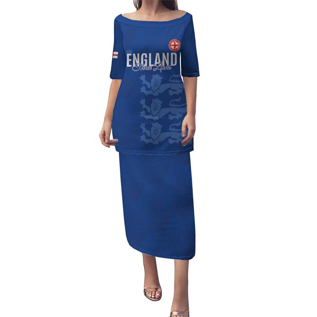 Custom England Cricket Puletasi Go Three Lions - Blue Ver