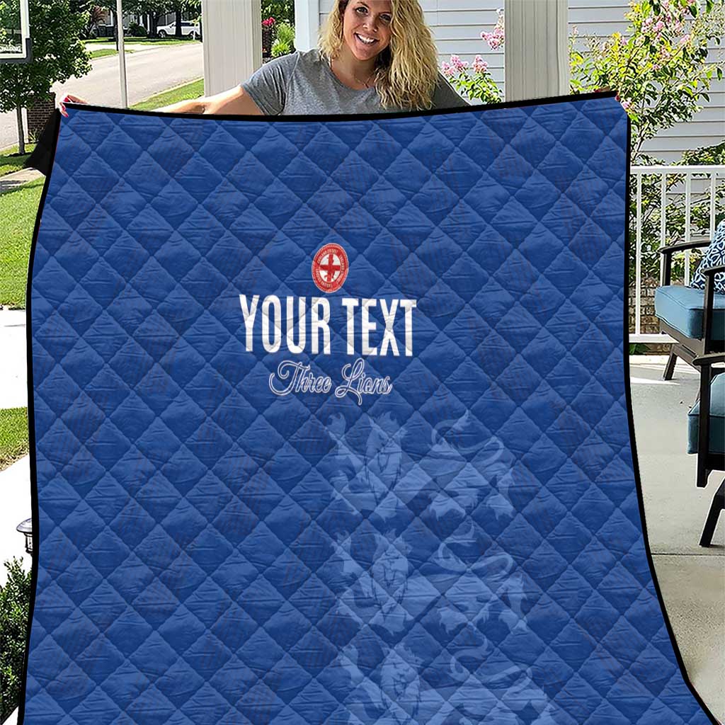 Custom England Cricket Quilt Go Three Lions - Blue Ver