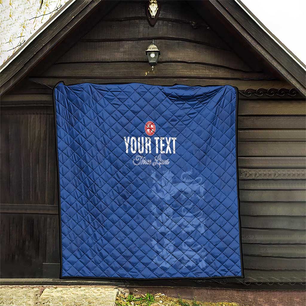 Custom England Cricket Quilt Go Three Lions - Blue Ver
