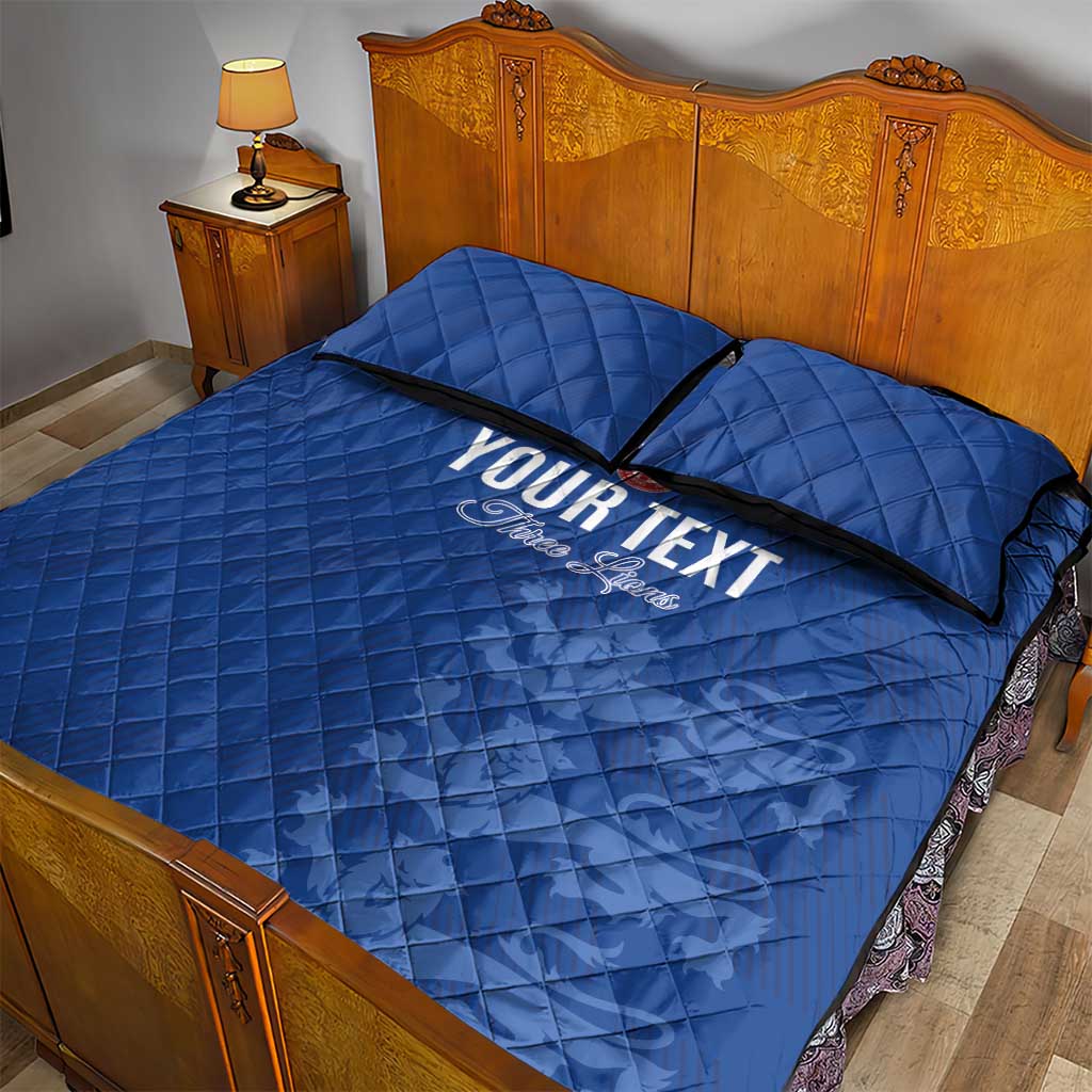 Custom England Cricket Quilt Bed Set Go Three Lions - Blue Ver