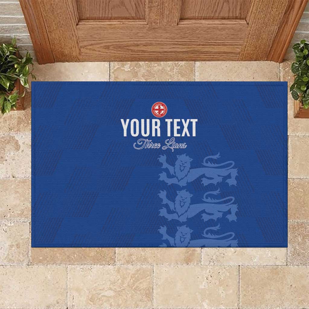 Custom England Cricket Rubber Doormat Go Three Lions - Blue Ver