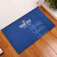 Custom England Cricket Rubber Doormat Go Three Lions - Blue Ver