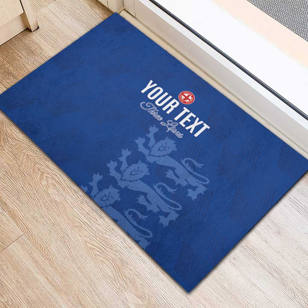 Custom England Cricket Rubber Doormat Go Three Lions - Blue Ver