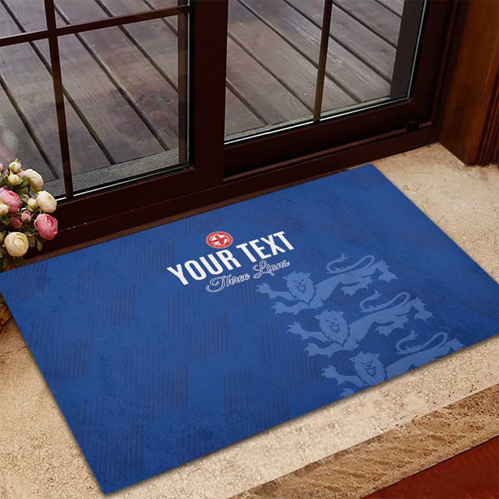 Custom England Cricket Rubber Doormat Go Three Lions - Blue Ver