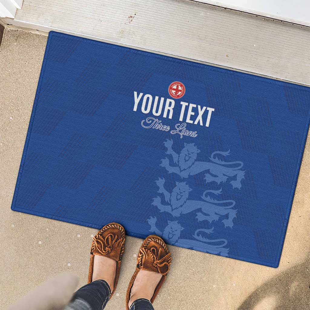 Custom England Cricket Rubber Doormat Go Three Lions - Blue Ver