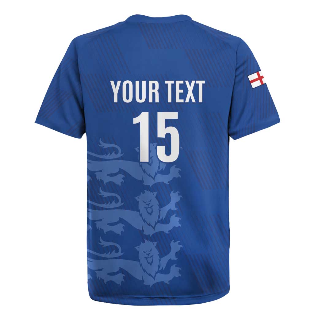 Custom England Cricket Rugby Jersey Go Three Lions - Blue Ver