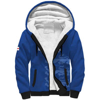 Custom England Cricket Sherpa Hoodie Go Three Lions - Blue Ver
