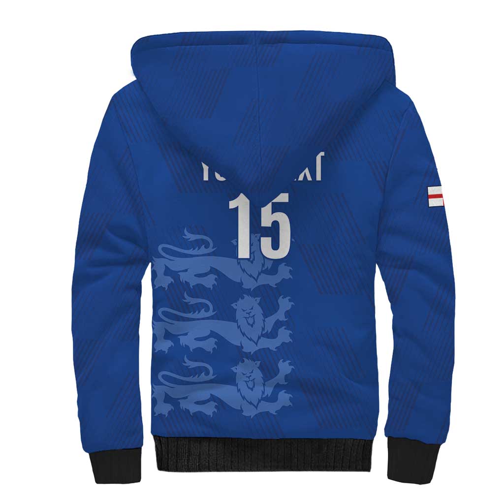 Custom England Cricket Sherpa Hoodie Go Three Lions - Blue Ver