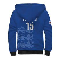 Custom England Cricket Sherpa Hoodie Go Three Lions - Blue Ver