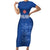 Custom England Cricket Short Sleeve Bodycon Dress Go Three Lions - Blue Ver