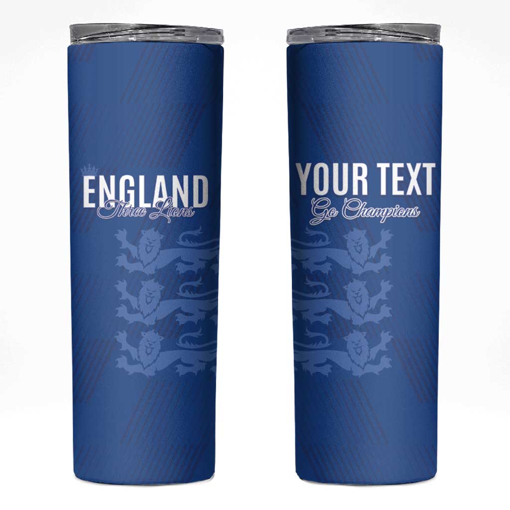 Custom England Cricket Skinny Tumbler Go Three Lions - Blue Ver