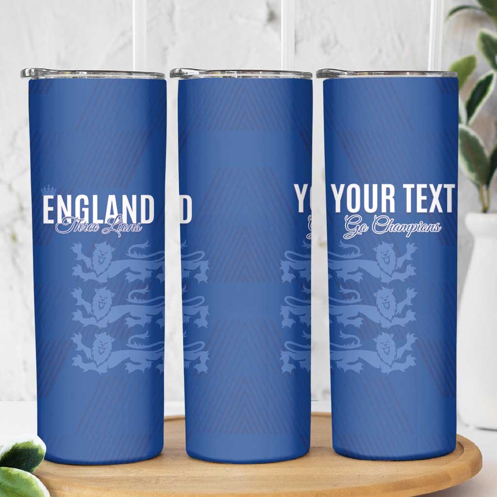 Custom England Cricket Skinny Tumbler Go Three Lions - Blue Ver