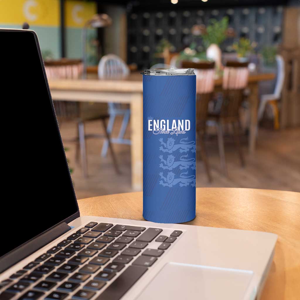 Custom England Cricket Skinny Tumbler Go Three Lions - Blue Ver