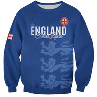 Custom England Cricket Sweatshirt Go Three Lions - Blue Ver