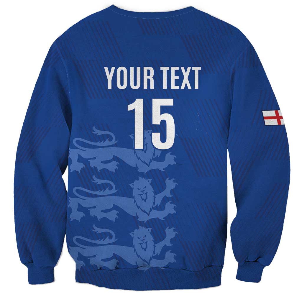 Custom England Cricket Sweatshirt Go Three Lions - Blue Ver