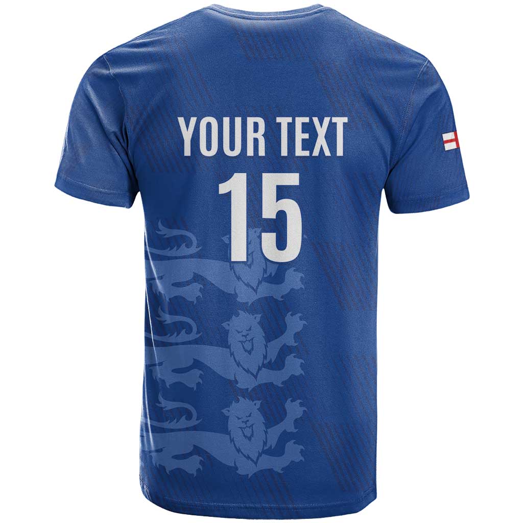 Custom England Cricket T Shirt Go Three Lions - Blue Ver
