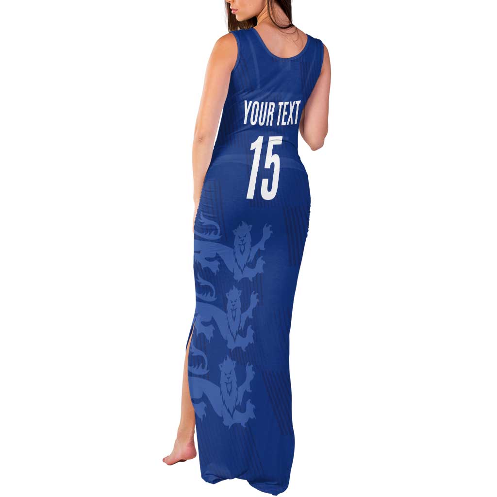 Custom England Cricket Tank Maxi Dress Go Three Lions - Blue Ver