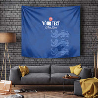 Custom England Cricket Tapestry Go Three Lions - Blue Ver