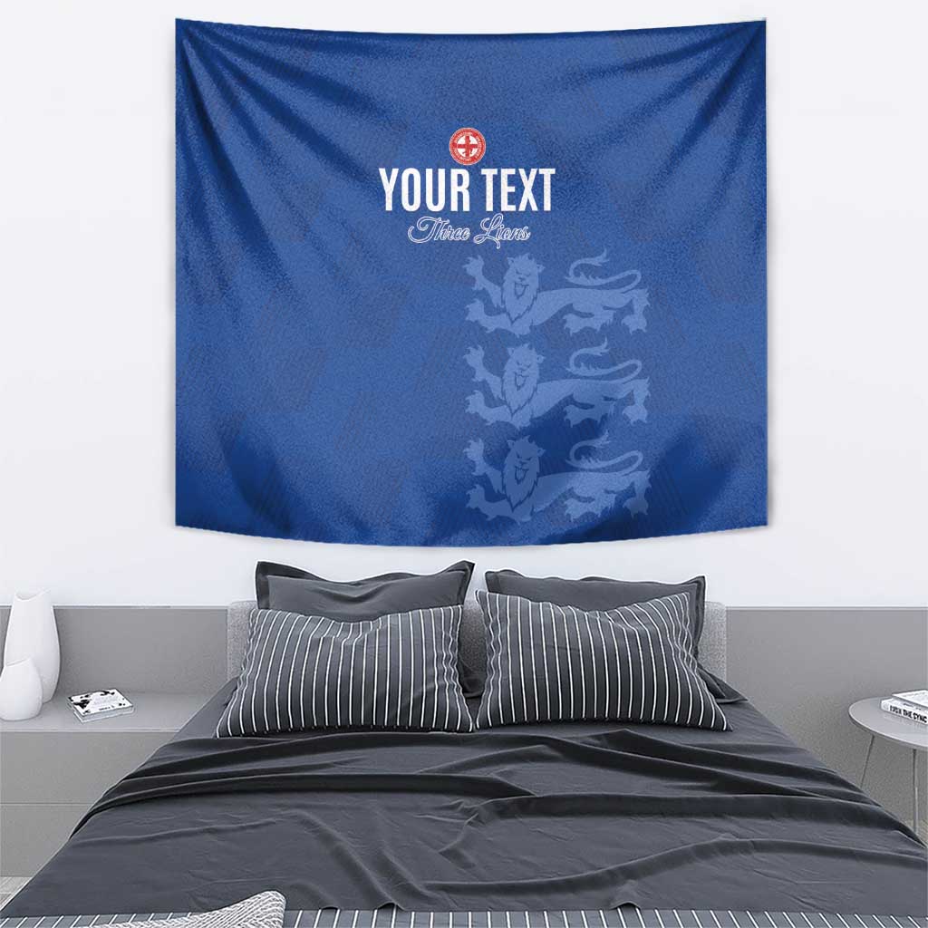 Custom England Cricket Tapestry Go Three Lions - Blue Ver