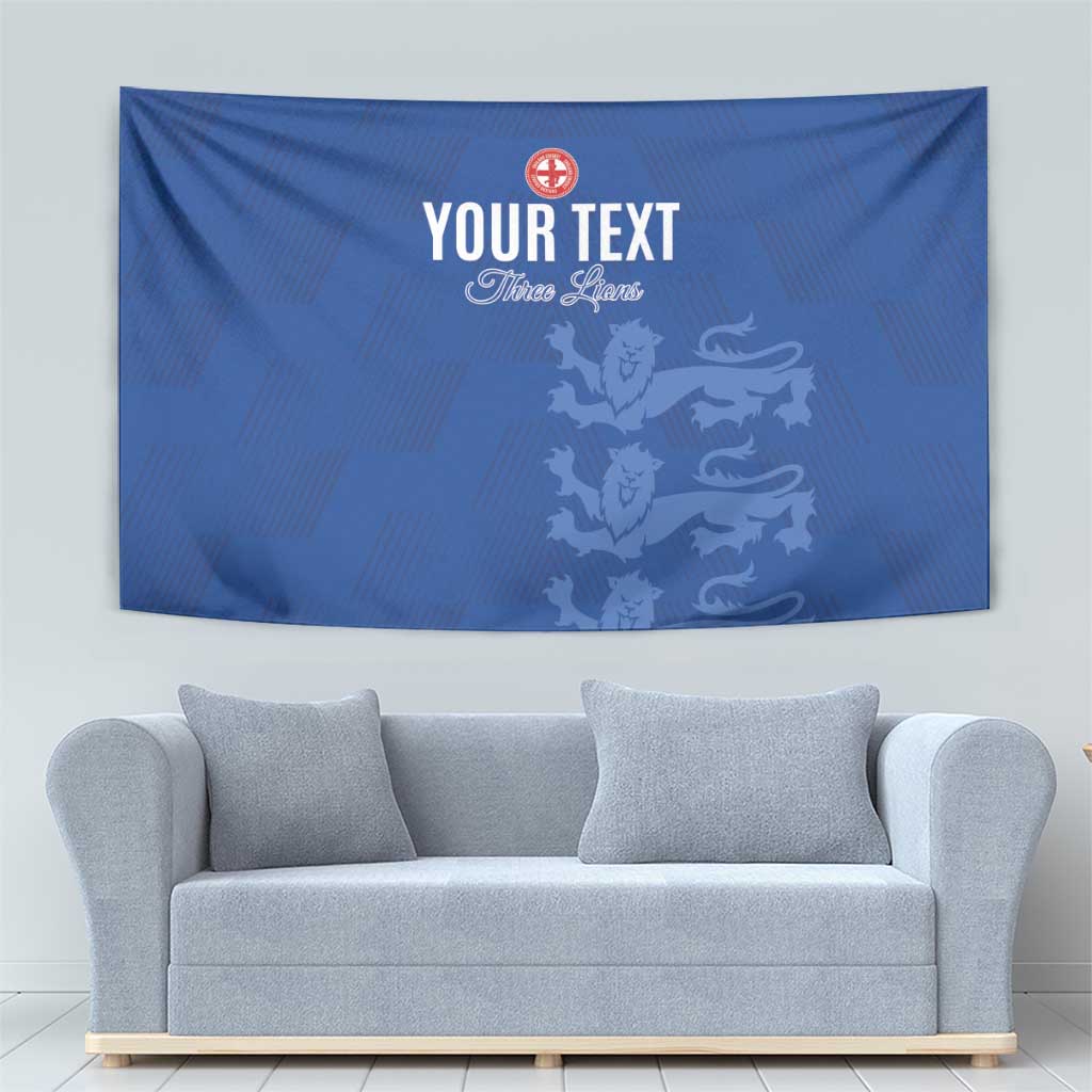 Custom England Cricket Tapestry Go Three Lions - Blue Ver