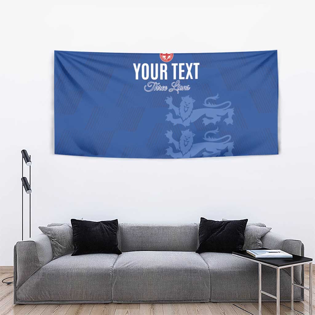 Custom England Cricket Tapestry Go Three Lions - Blue Ver