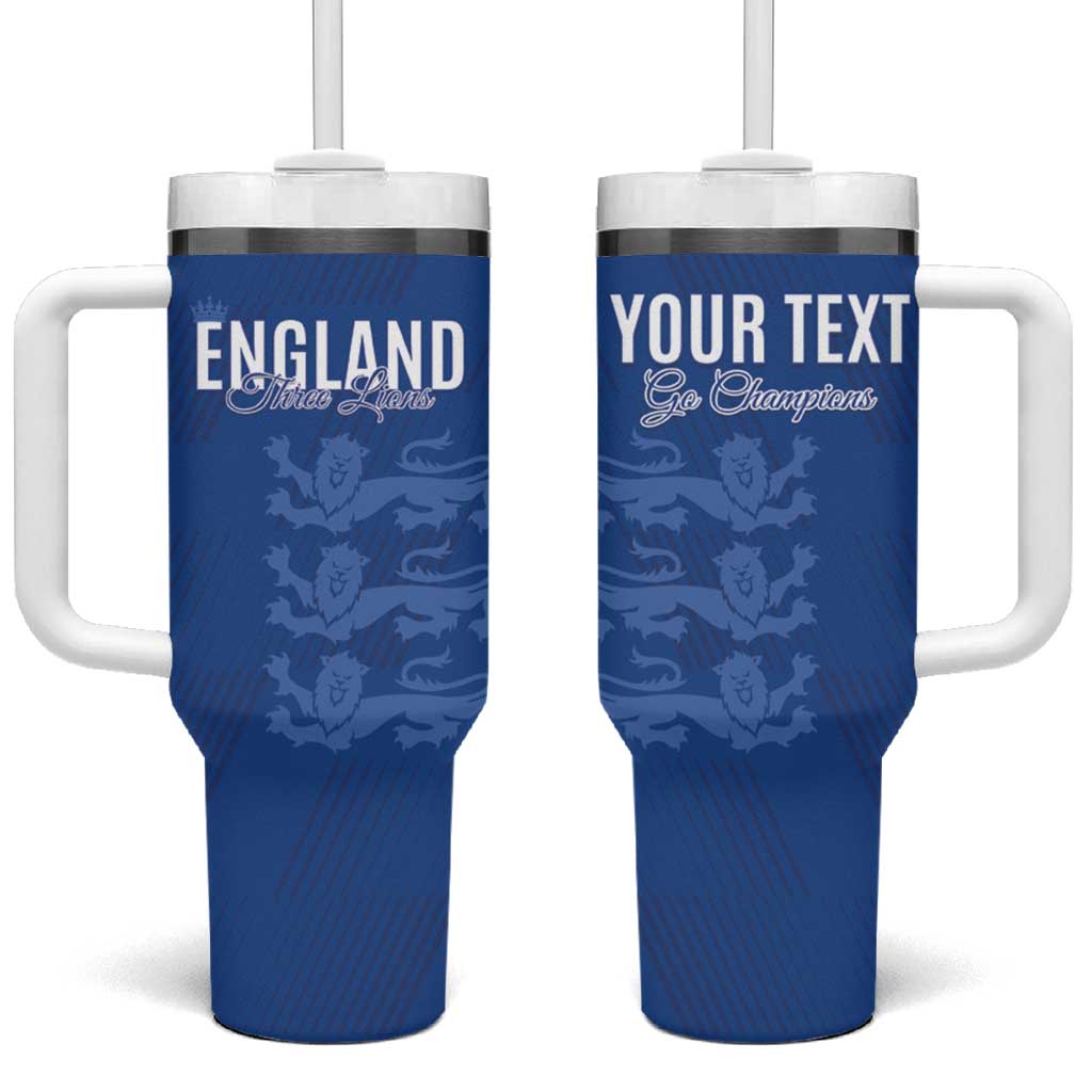 Custom England Cricket Tumbler With Handle Go Three Lions - Blue Ver
