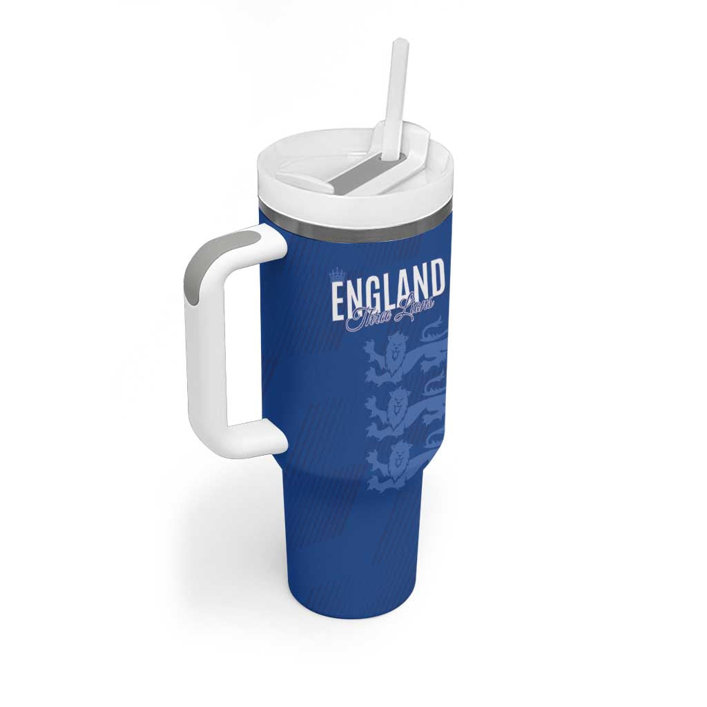 Custom England Cricket Tumbler With Handle Go Three Lions - Blue Ver