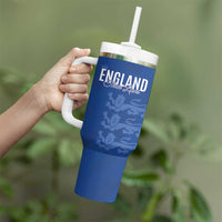 Custom England Cricket Tumbler With Handle Go Three Lions - Blue Ver