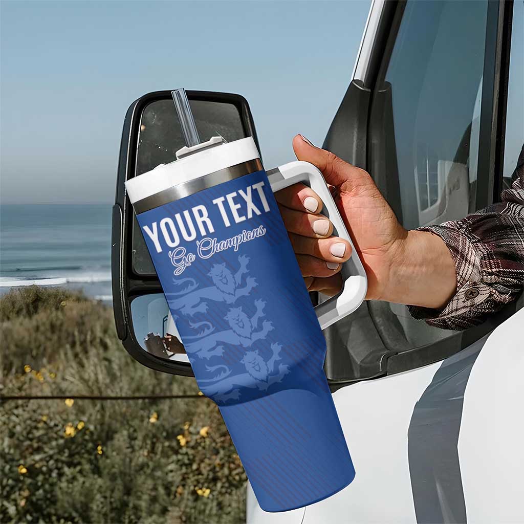 Custom England Cricket Tumbler With Handle Go Three Lions - Blue Ver