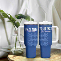 Custom England Cricket Tumbler With Handle Go Three Lions - Blue Ver