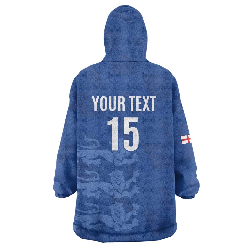 Custom England Cricket Wearable Blanket Hoodie Go Three Lions - Blue Ver