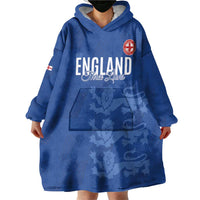 Custom England Cricket Wearable Blanket Hoodie Go Three Lions - Blue Ver