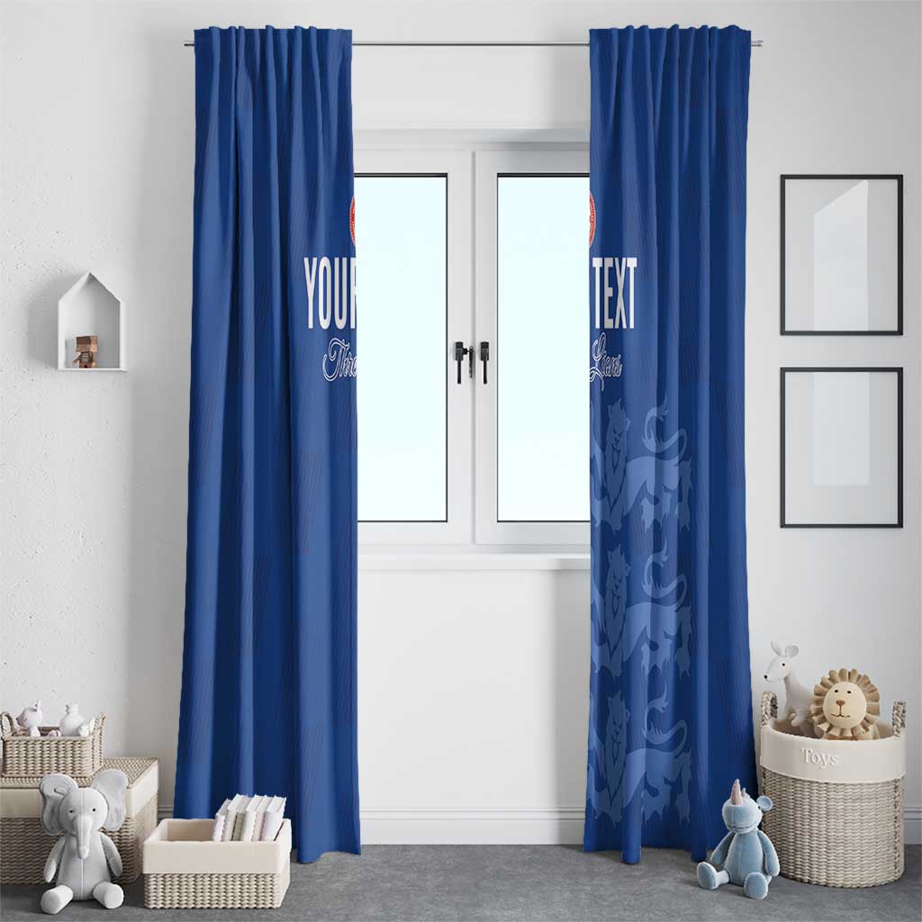 Custom England Cricket Window Curtain Go Three Lions - Blue Ver