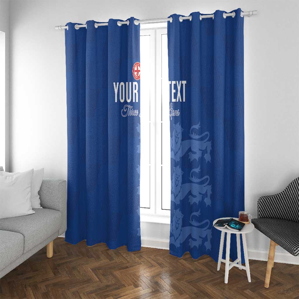 Custom England Cricket Window Curtain Go Three Lions - Blue Ver