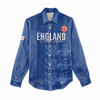 Custom England Cricket Women Casual Shirt Go Three Lions - Blue Ver