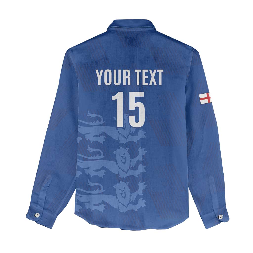 Custom England Cricket Women Casual Shirt Go Three Lions - Blue Ver