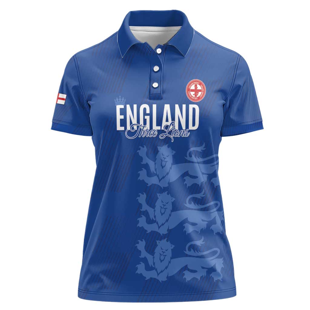Custom England Cricket Women Polo Shirt Go Three Lions - Blue Ver
