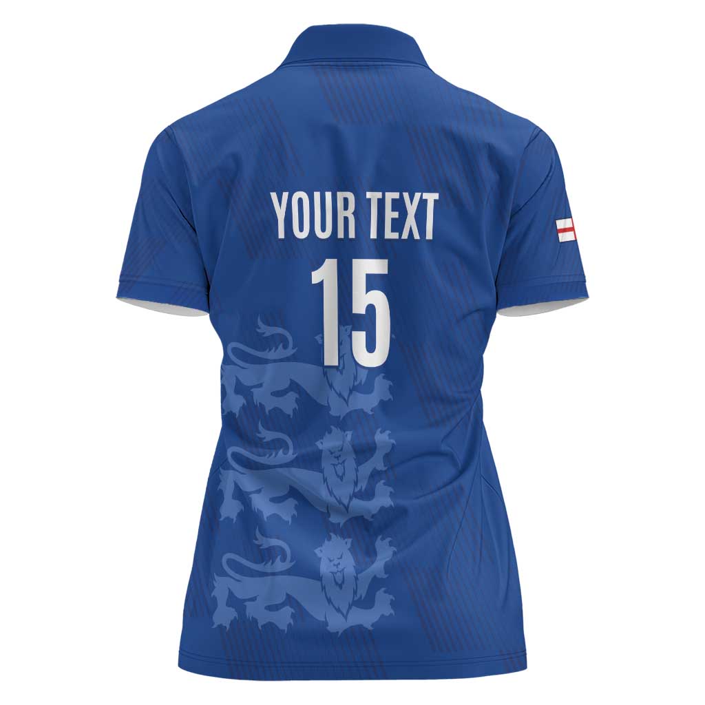 Custom England Cricket Women Polo Shirt Go Three Lions - Blue Ver