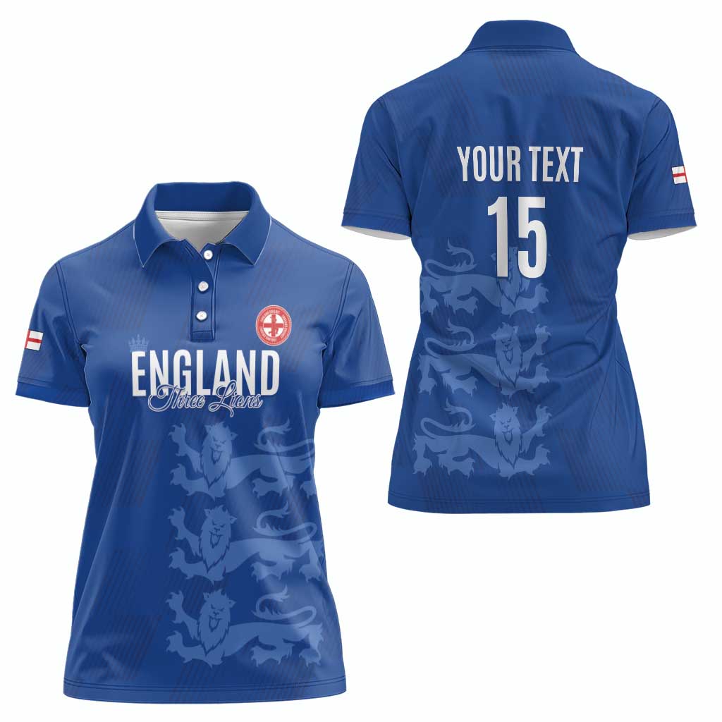 Custom England Cricket Women Polo Shirt Go Three Lions - Blue Ver
