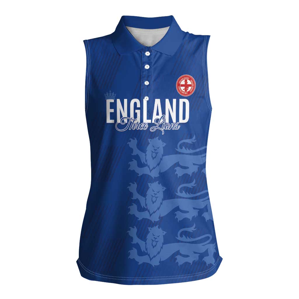 Custom England Cricket Women Sleeveless Polo Shirt Go Three Lions - Blue Ver