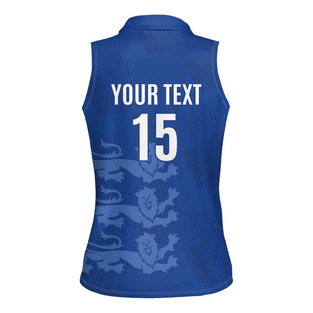 Custom England Cricket Women Sleeveless Polo Shirt Go Three Lions - Blue Ver