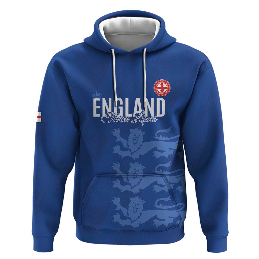 Custom England Cricket Zip Hoodie Go Three Lions - Blue Ver