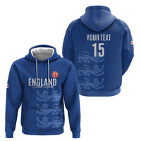 Custom England Cricket Zip Hoodie Go Three Lions - Blue Ver