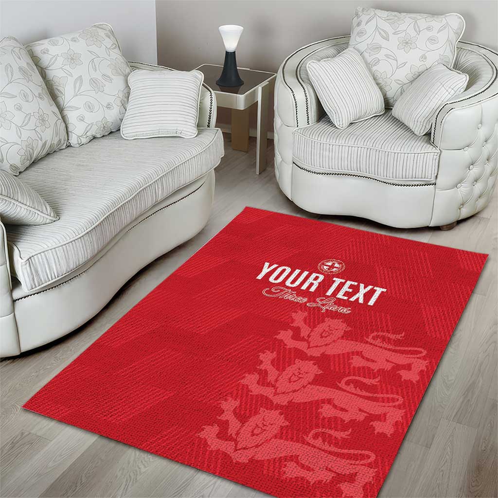 Custom England Cricket Area Rug Go Three Lions - Red Ver