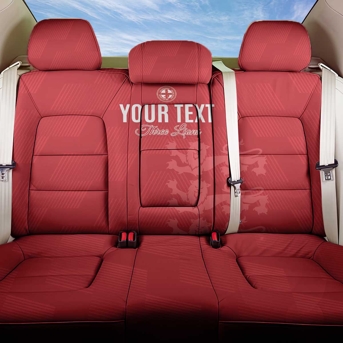 Custom England Cricket Back Car Seat Cover Go Three Lions - Red Ver