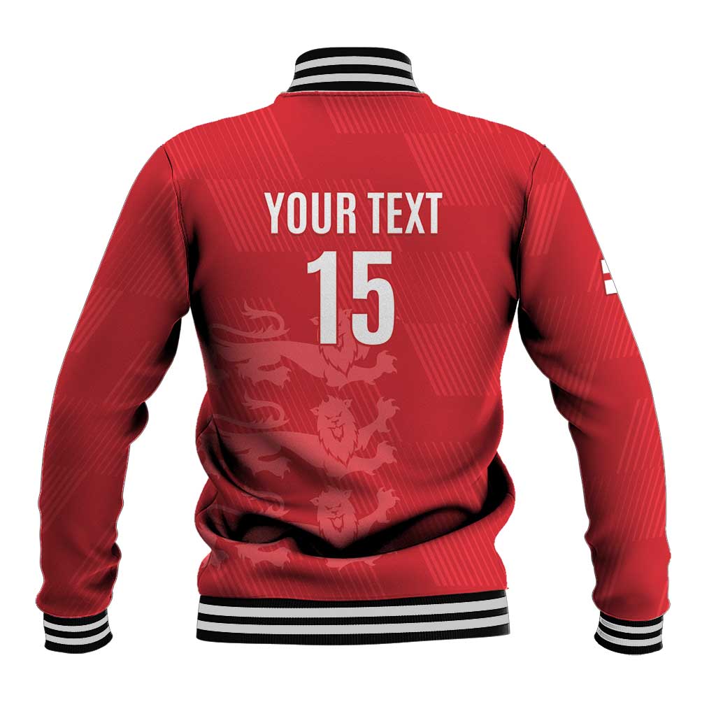 Custom England Cricket Baseball Jacket Go Three Lions - Red Ver