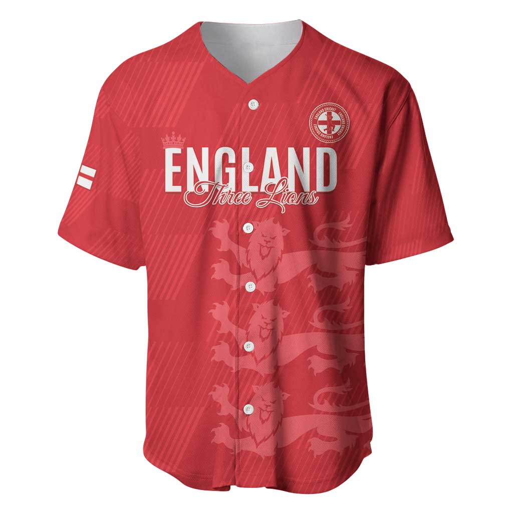 Custom England Cricket Baseball Jersey Go Three Lions - Red Ver