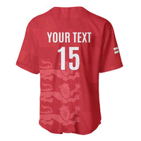 Custom England Cricket Baseball Jersey Go Three Lions - Red Ver