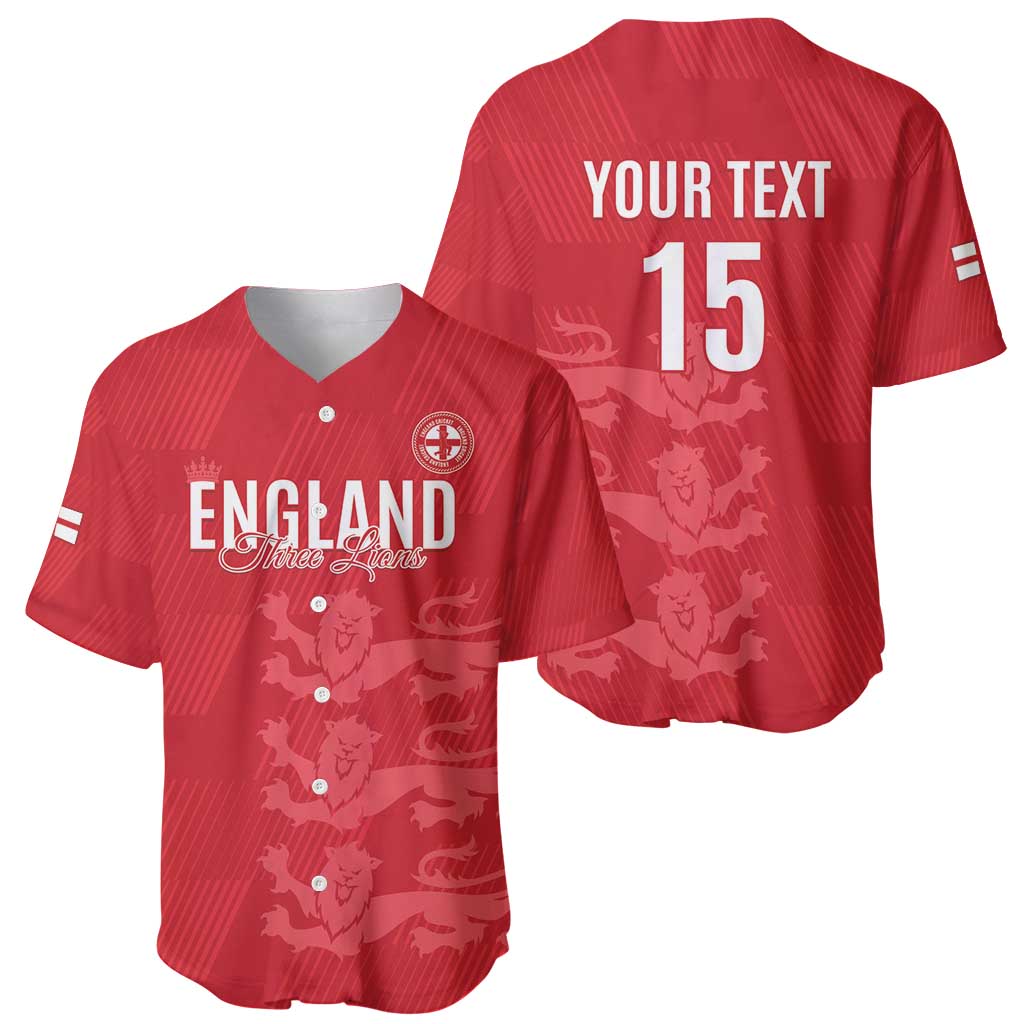Custom England Cricket Baseball Jersey Go Three Lions - Red Ver