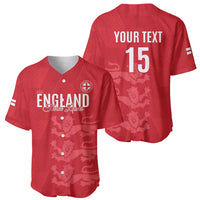 Custom England Cricket Baseball Jersey Go Three Lions - Red Ver